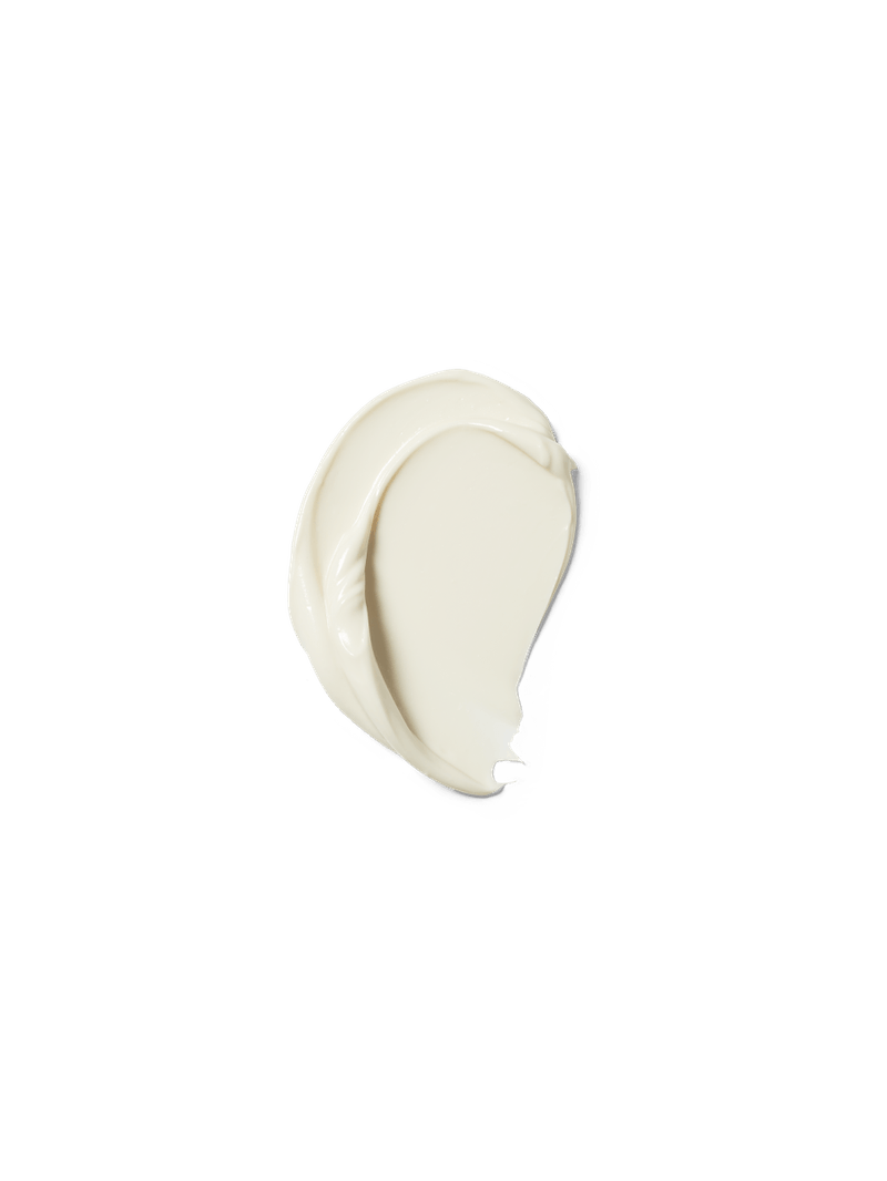 Pequena-quantidade-de-creme-branco-espalhado-sobre-um-fundo-neutro-com-textura-suave-e-cremosa.-