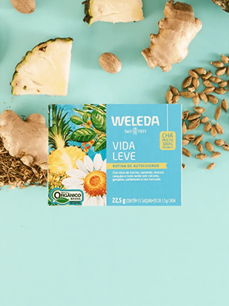 Weleda Cha Vida Leve_ rotina de autocuidado com ingredientes organicos naturais